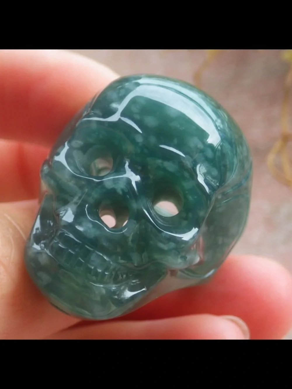 Certificate Jadeite Jewelry Green Skull human ring size6.5